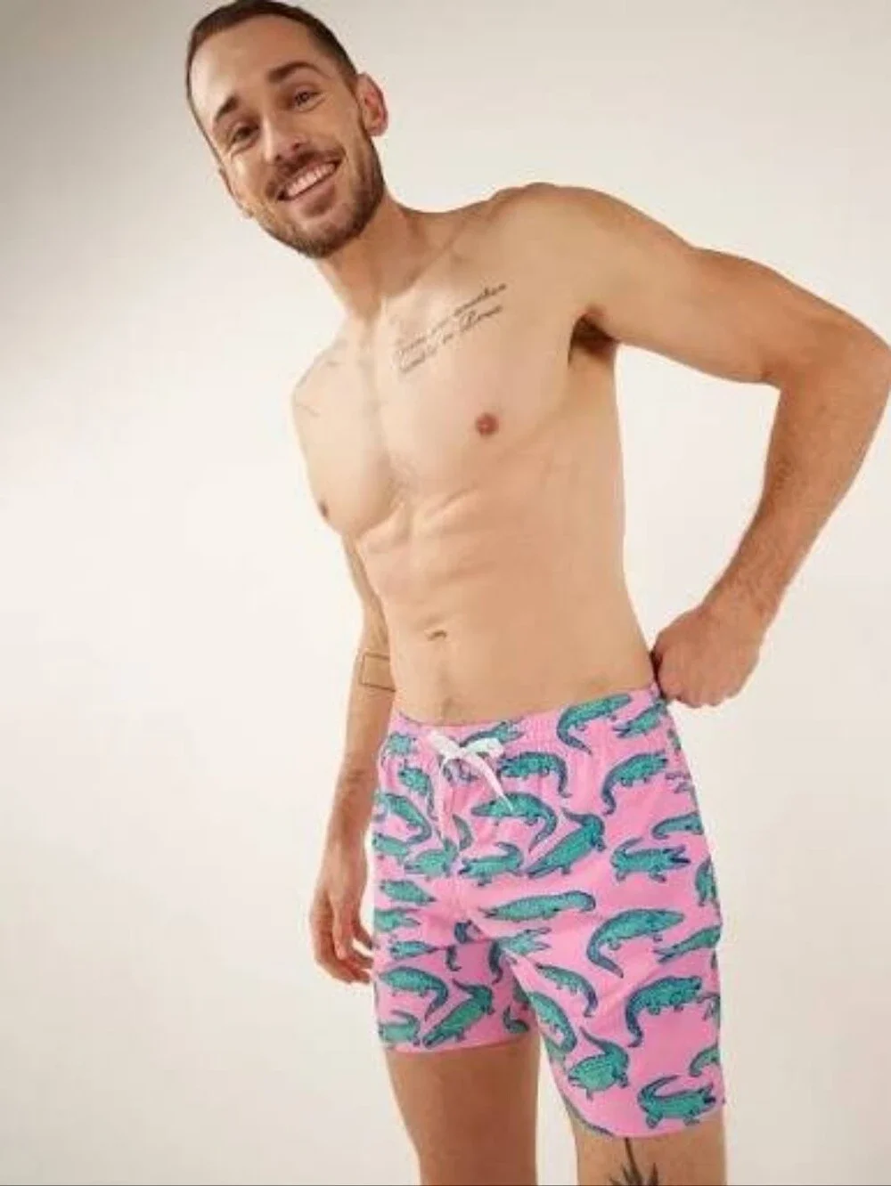 Chubbies Swim Trunks Mens Pink Alligator Glades Brief Liner Shorts